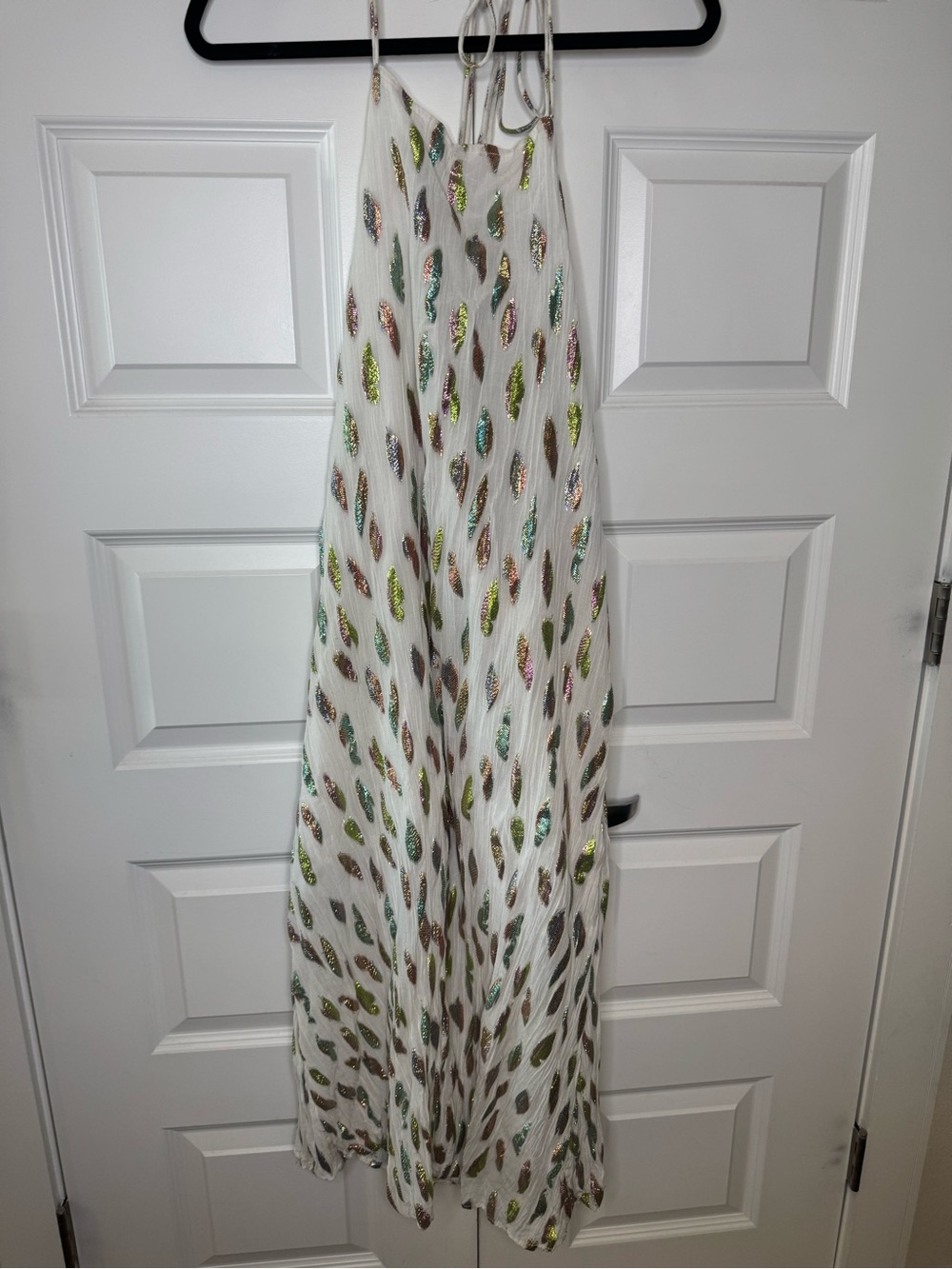 PQ Swim White Coverup with Iridescent Leaf Accents